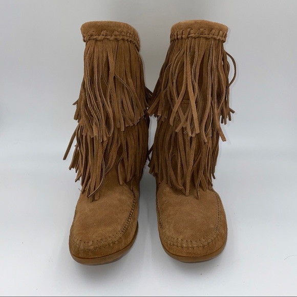 Minnetonka tiered fringed suede boots - Picture 2 of 6